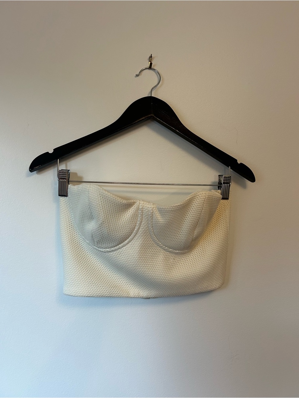 Cream Strapless Bustier Crop Top